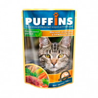 PUFFINS Пауч для кошек Мясное ассорти желе, 100 г.