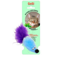 GoSi Игрушка для Кошек "Мышь с кошачьей мятой, хвост-перо марабу"