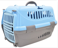 Переноска д/ж "Турне" с пластиковой дверцей 16211 голубая 48*32*32