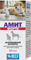 АВЗ Амит Форте, капли ушные для кошек и собак, лечение демодекоза и кожных заболеваний, 20 мл [уценка]