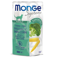 Monge Cat Supreme Pouch паучи для взрослых кошек тунец с брокколи и мини-кукурузой 80г