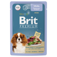 Brit Premium Пауч телятина с зеленым горошком в соусе для взрослых собак мини-пород ,85 г.