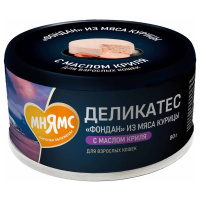 Влажный корм Мнямс Деликатес "Фондан" из мяса курицы с маслом криля для кошек 80 г