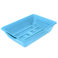 Gamma Туалет для кошек высокий с цветной сеткой "Лапки", голубой, 350*250*90 мм.