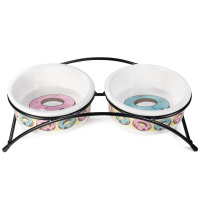 Триол Миска керамическая на подставке "Пончики", 2*0,25л