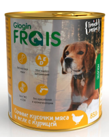 FRAIS Holistic Dog консервы для собак сочные кусочки мяса в желе с курицей, 850 г [уценка] (850гр)