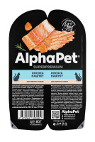 AlphaPet Superpremium для взрослых кошек паштет с лососем 80г ламистер