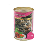 Ночной охотник Консервы для кошек, кролик и сердце кусочки в желе, 415 г.