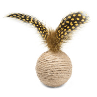 Игрушка для кошек из натуральных материалов "Шар с перьями", d50мм/100мм, серия NATURAL, Triol