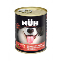 Нюх консервы для собак средних и крупных пород беззерновые рубленное мясо Говядины с розмарином 340г