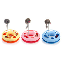 Чистый котик Игрушка для кошек Трек-круг с мышью на пружине 25*7,5 см. (Желтый)