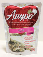 Амурр Влажный корм для взрослых кошек в соусе с кроликом, 100 г.