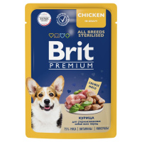 Brit Premium Пауч курица в соусе для взрослых стерилизованных собак всех пород ,85 г.