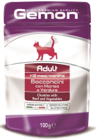 Джемон Cat пауч д/кошек кусочки говядины с овощами 100г [уценка]