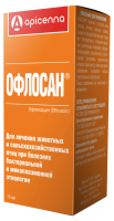 Apicenna ОФЛОСАН для лечения животных, включая сельскохозяйственных птиц, при болезнях бактериальной и микоплазменной этиологии