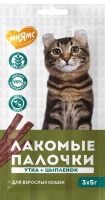 Лакомство Мнямс лакомые палочки для кошек из цыпленка и утки 3х5 г [35001]