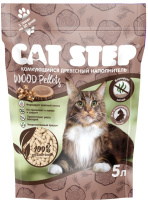 CAT STEP Wood Pellets наполнитель комкующийся растительный (5 л)