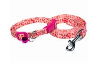 Комплект ошейник и поводок нейлоновый "Цветочки" (XS, 10*200-300мм; 10*1200мм)