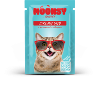 MOONSY Пауч для кошек Паштет "ДЖЕМИ БИФ" телятина с овощами, 80 г.