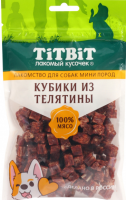Титбит 24607 Кубики из телятины для собак мини пород 100г [уценка]