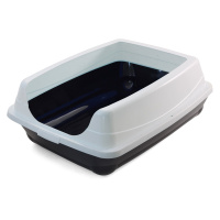 Триол Туалет для кошек прямоугольный с высоким бортом "Пушок", голубой, 455*350*190 мм.