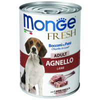Monge Dog Fresh Chunks in Loaf для взрослых собак, мясной рулет из ягненка, консервы 400 г