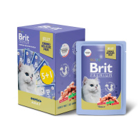 Brit Premium Промо-Набор паучи 5+1 для взрослых кошек форель в желе 85 г.