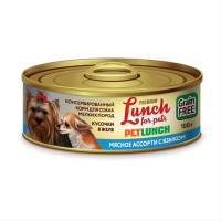 Lunch For Pets рубленное мясо, мясное ассорти с языком в желе для собак 100 г.