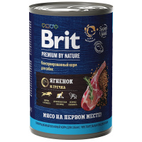 Brit Premium by Nature консервы с ягненком и гречкой для взрослых собак всех пород с чувствительным пищеварением, 410 г.