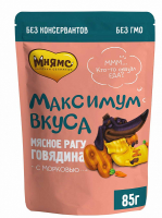 Мнямс "Максимум вкуса" пауч мясное рагу с говядиной и морковью для собак, 85 г.