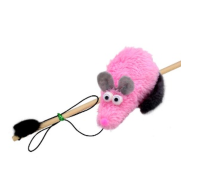 GoSi Игрушка для Собаки дразнилка Мышка L Розовая с хвостом из нат. Норки