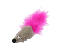 GoSi Игрушка для Кошек "Мышь с кошачьей мятой, хвост-перо марабу" серая