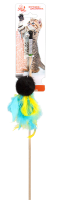 Зооник Дразнилка для кошек "Помпон с перьями на веревке" 50 см.