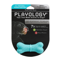 Playology двухслойная жевательная косточка DUAL LAYER BONE (с ароматом арахиса, маленькая, голубой)