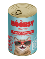 MOONSY Консервы для кошек паштет мясное ассорти с печенью, 260 г.