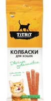 Титбит Лакомство для кошек Двойное удовольствие Колбаски цыпленок и печень 45г