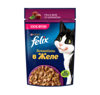 FELIX Sensations консервы для кошек желе утка и шпинат, 75 г.