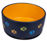 КерамикАрт миска керамическая для собак 1000 мл черная с оранжевым