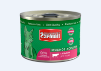 Четвероногий Гурман консервы для кошек Мясное ассорти с Языком 340г [уценка]