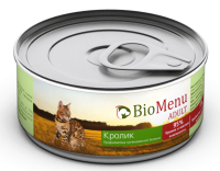 Био Меню 74077 консервы для кошек паштет с Кроликом 100г