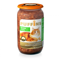 PUFFINS консервы для кошек [кролик, гусь], 650 г.