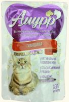 Амурр Влажный корм для взрослых кошек в желе с говядиной, 100 г. [уценка]