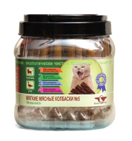 Лакомство для собак ПОДВИЖНОСТЬ №5, Мягкие мясные колбаски для стерилизованных кошек, телятина+утка, ПОШТУЧНО