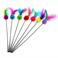 Удочка-дразнилка "Шарик" с перьями пушистый для кошек 46см