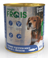 FRAIS Holistic Dog консервы для собак сочные кусочки мяса в желе с лососем, 850 г (850гр)