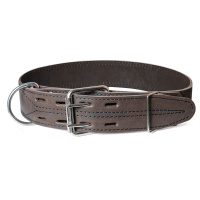 ГАММА Ошейник кожаный двойной c выносным кольцом, 45мм*880мм