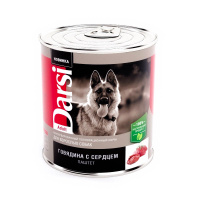 Darsi консервы для собак, говядина и сердце, 850 г.