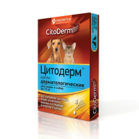 Citoderm Капли дерматологические, для улучшение кожи и шерсти для кошек и собак до 10 кг., 4 тюбика-пипетки по 1 мл.