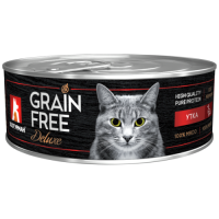 Мясной рацион Grain Free, консервы для кошек, Утка, 100 г.