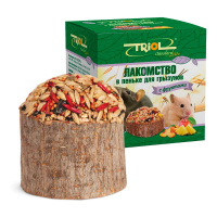 Триол Лакомство в пеньке для мелких грызунов с фруктами, 70 г.